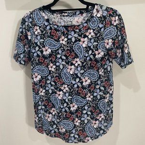 Vintage Soft 3/4 Sleeve Navy Floral Tee